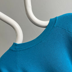 1980s Soft and Slouchy Oversized Blank Teal Raglan