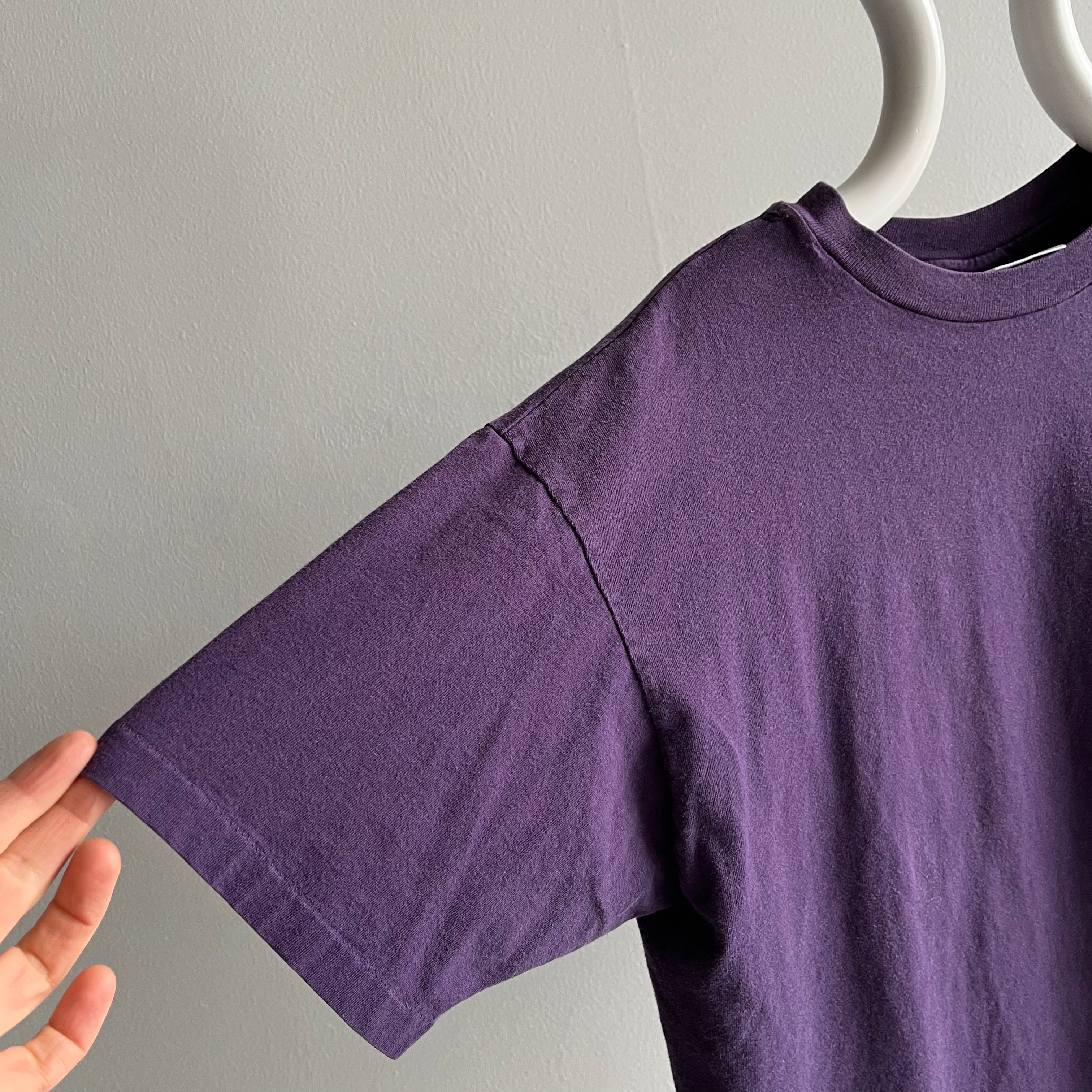 T-shirt Hanes Her Way violet doux et usé des années 1990