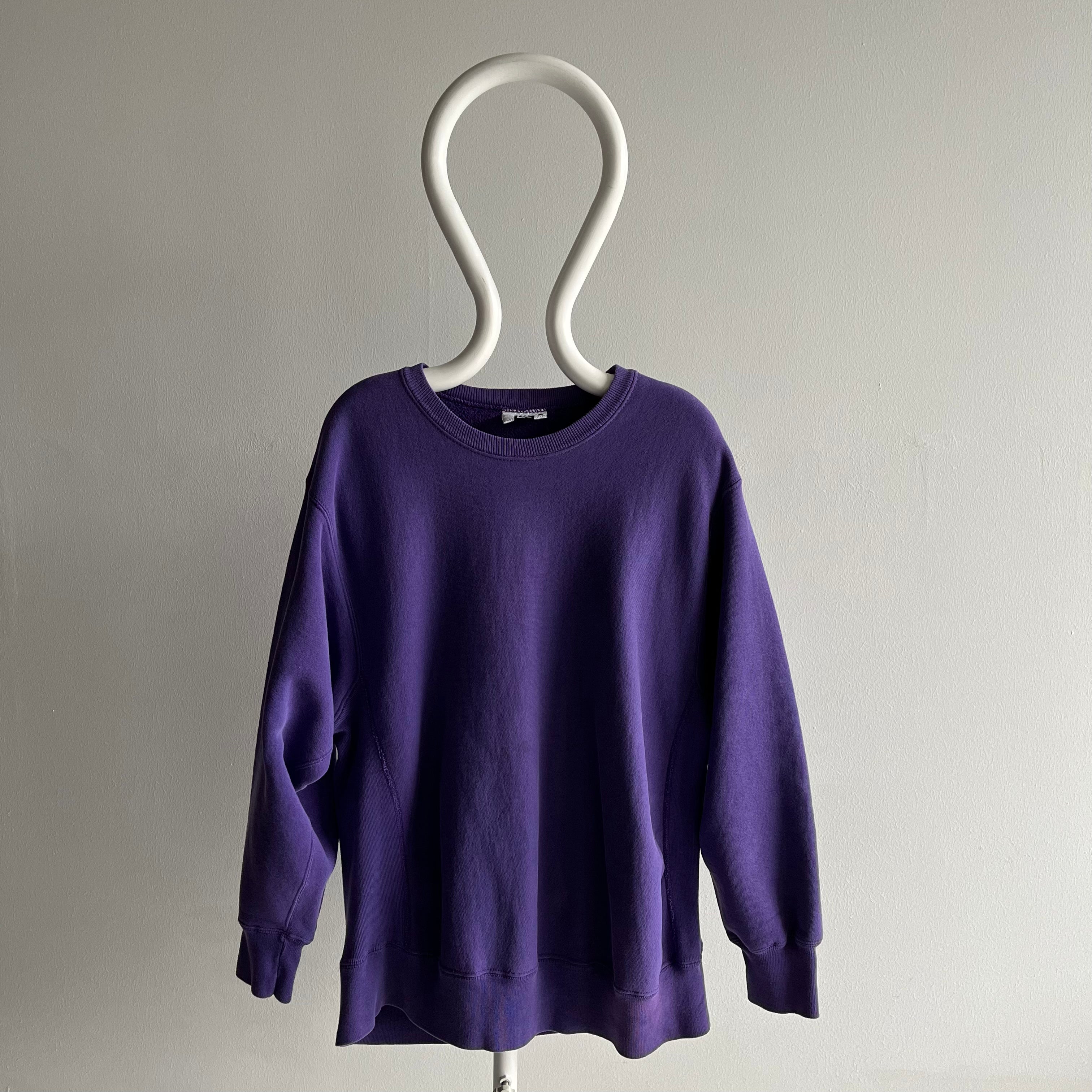 1980/90s Heavyweight Reverse Weave 95% Coton Violet Sweat-shirt par Lee