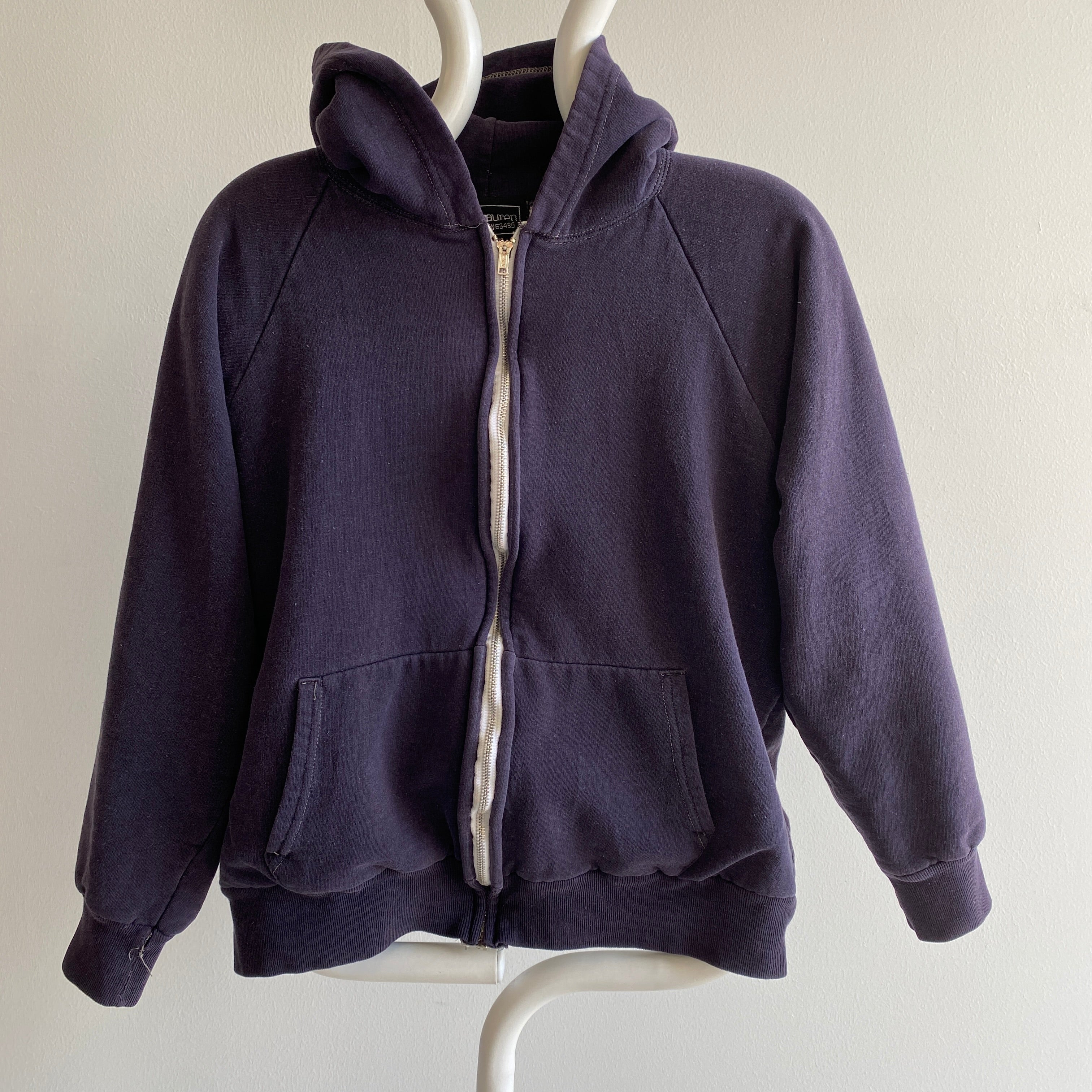 1970s Navy Insulated Zip Up Hoodie by Jon Lauren