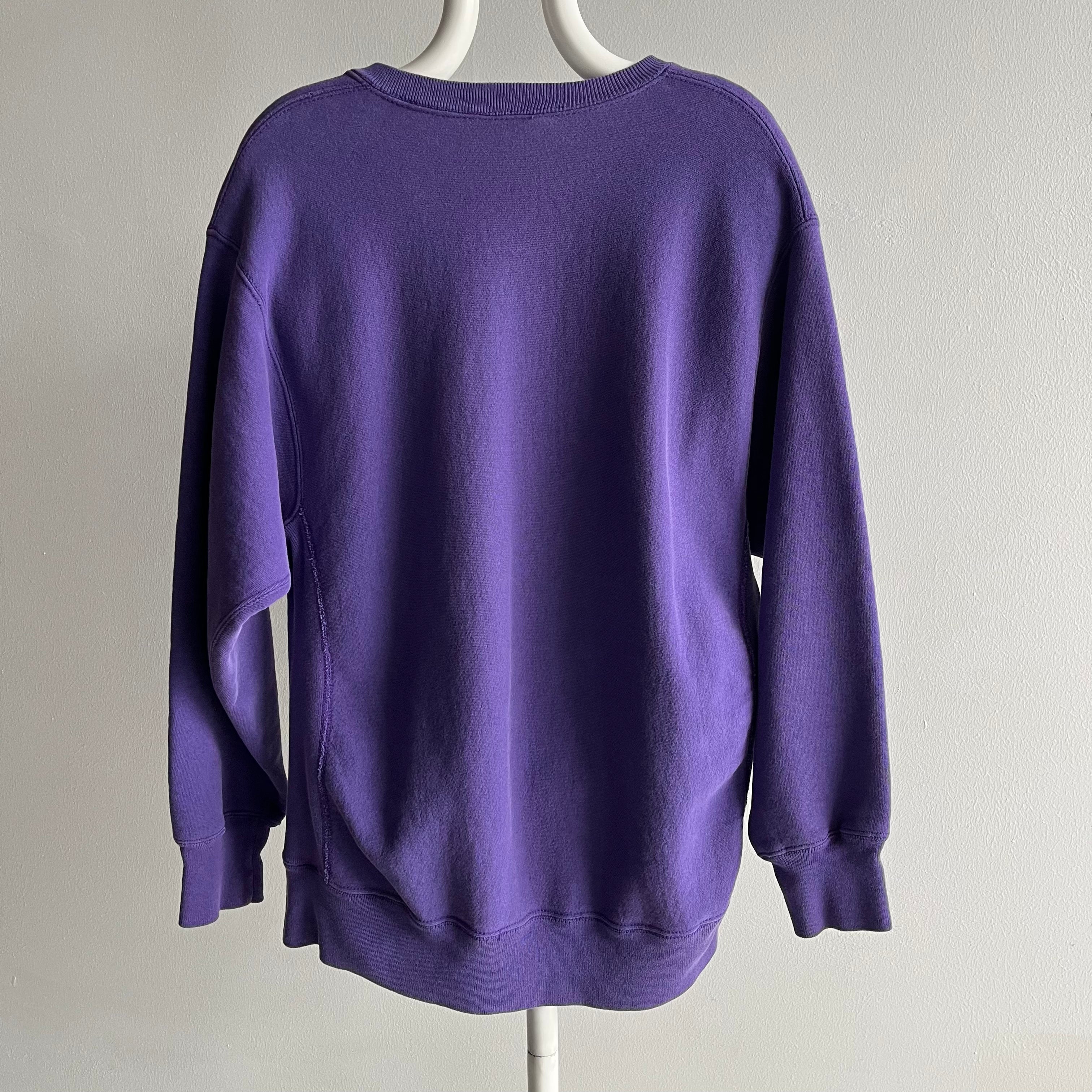 1980/90s Heavyweight Reverse Weave 95% Coton Violet Sweat-shirt par Lee