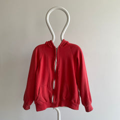 1970/80s Red Insulated Zip Up Hoodie with A Contrast Zipper