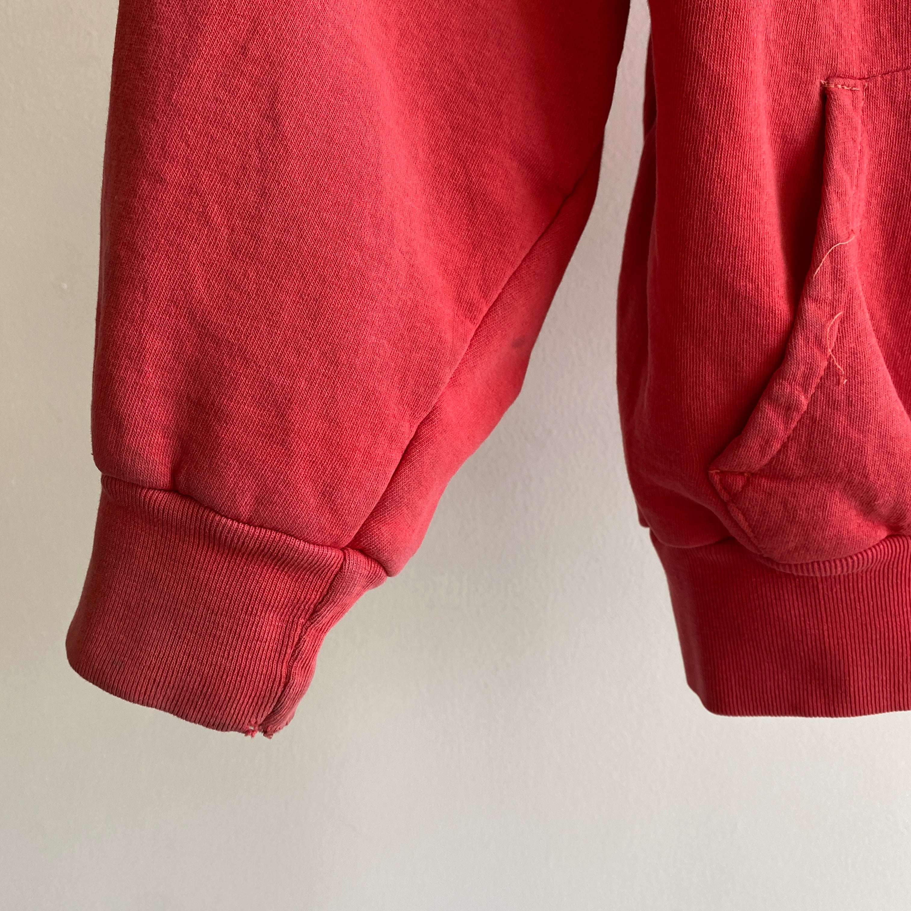 1970/80s Red Insulated Zip Up Hoodie with A Contrast Zipper