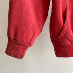 Sweat à capuche zippé isolé rouge des années 1970/80 avec une fermeture éclair contrastante