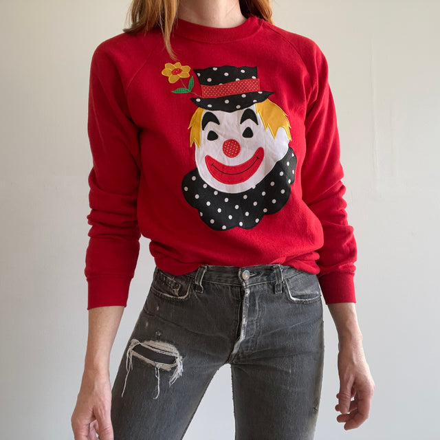 1980s Creepy Clown Applique Sweatshirt
