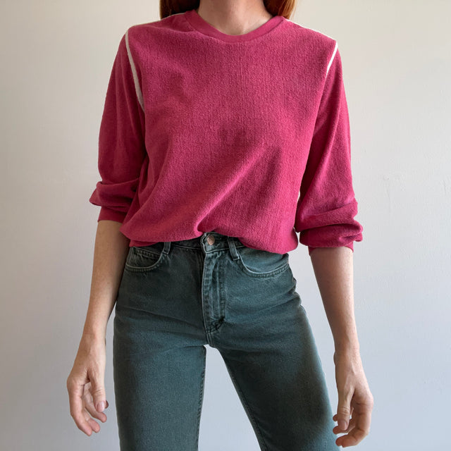 Sweat-shirt en tissu éponge rose des années 1980 - Collection personnelle