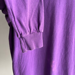 1980s Faded Purple Mock Neck Long Sleeve T-Shirt by FOTL