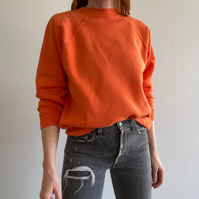 1980s Blank Orange Raglan Sweatshirt by Hanes Her Way!