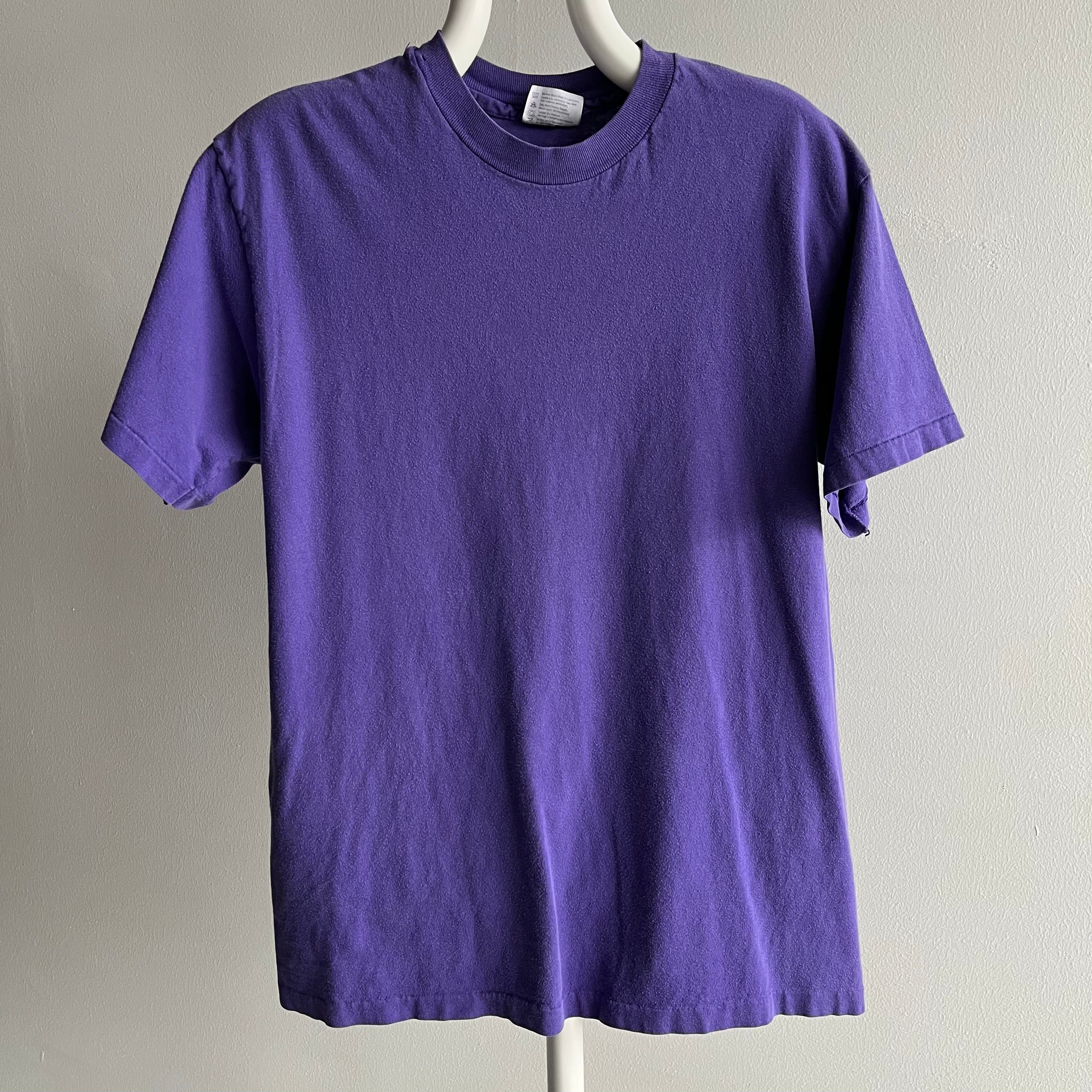 1980s Indigo Purple Blank Cotton Hanes Beefy-T