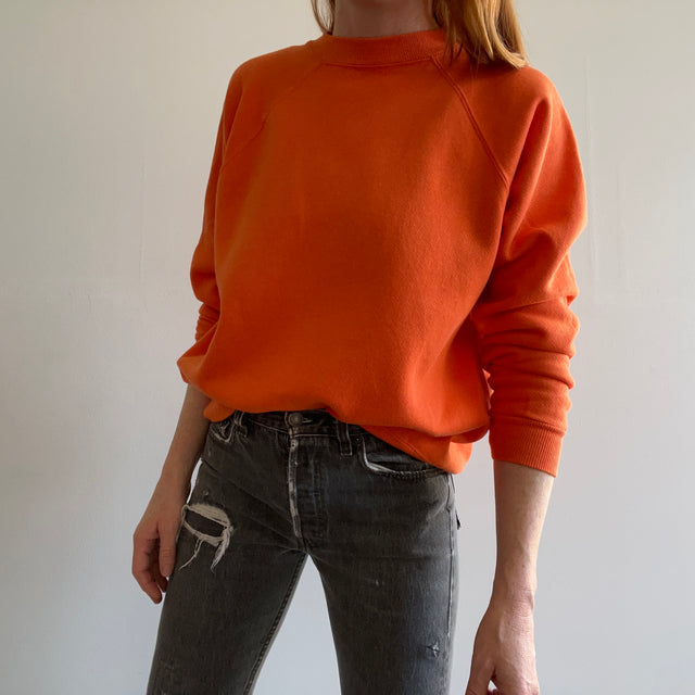1980s Blank Orange Raglan Sweatshirt by Hanes Her Way!