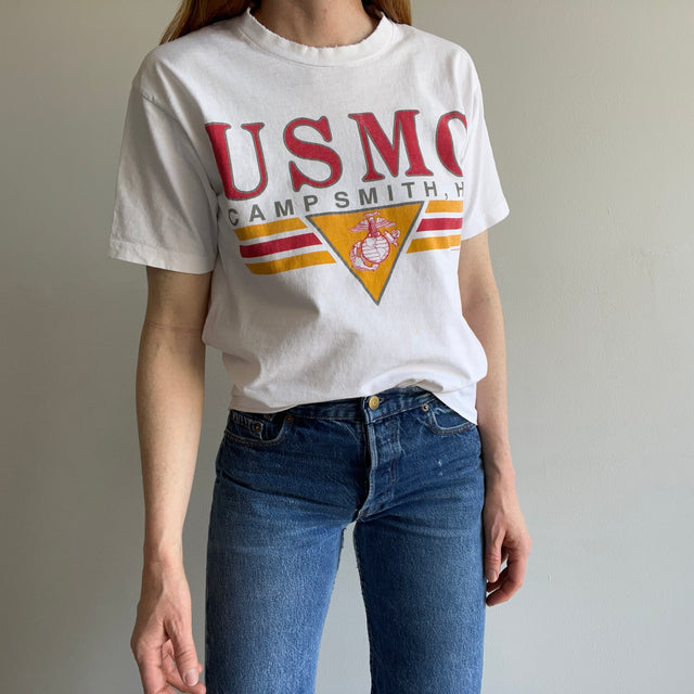 1990 Perfectly Tattered USMC Camp Smith, HI Tattered T-Shirt