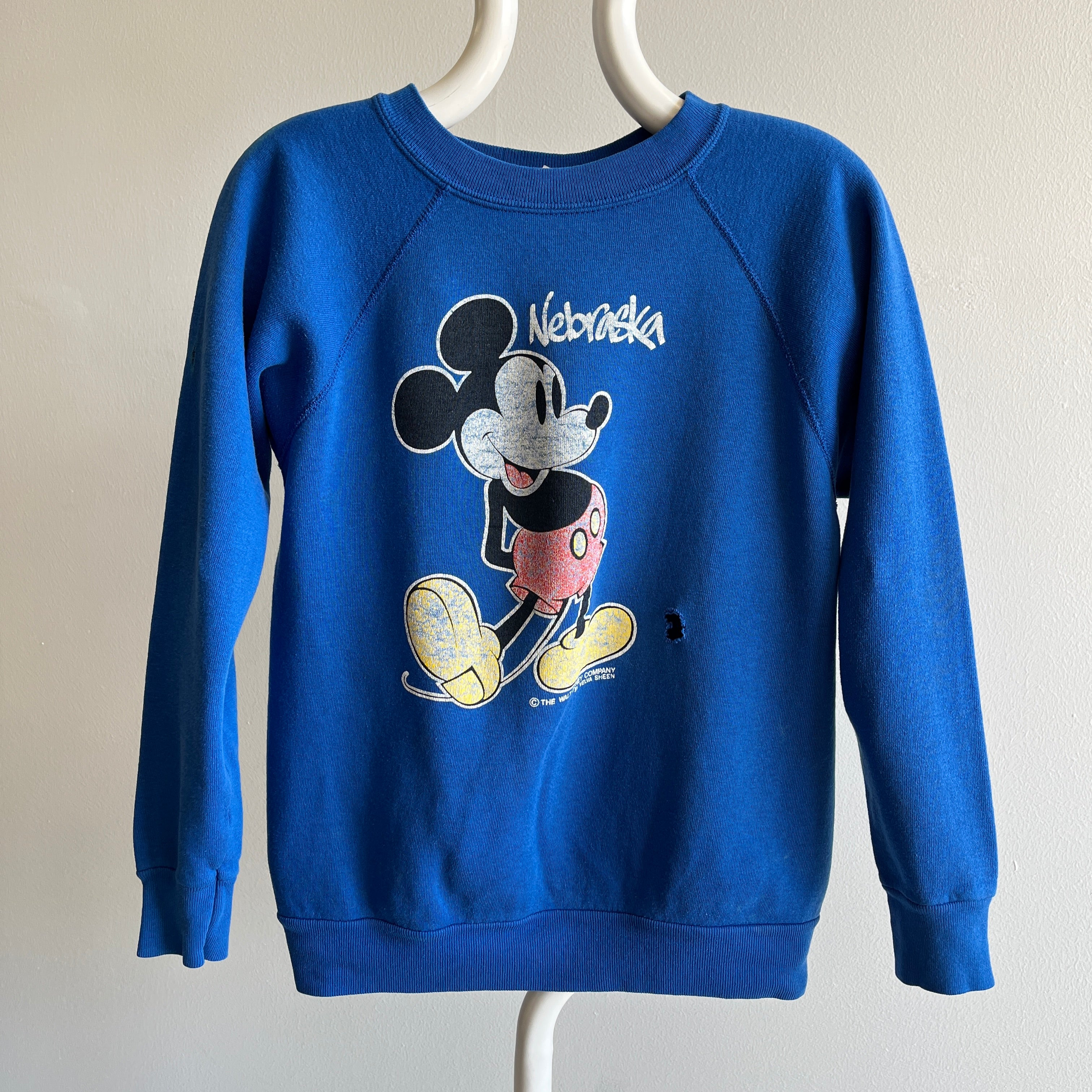 1980s Mickey Mouse - Nebraska - Sweatshirt by Velva Sheen on a Tultex