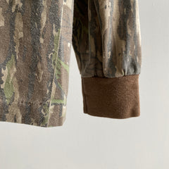 1990s Real Trees Long Sleeve Hunting Camo with Brown Collar