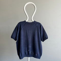 1990s Super Stained and Faded Navy Warm Up Sweatshirt
