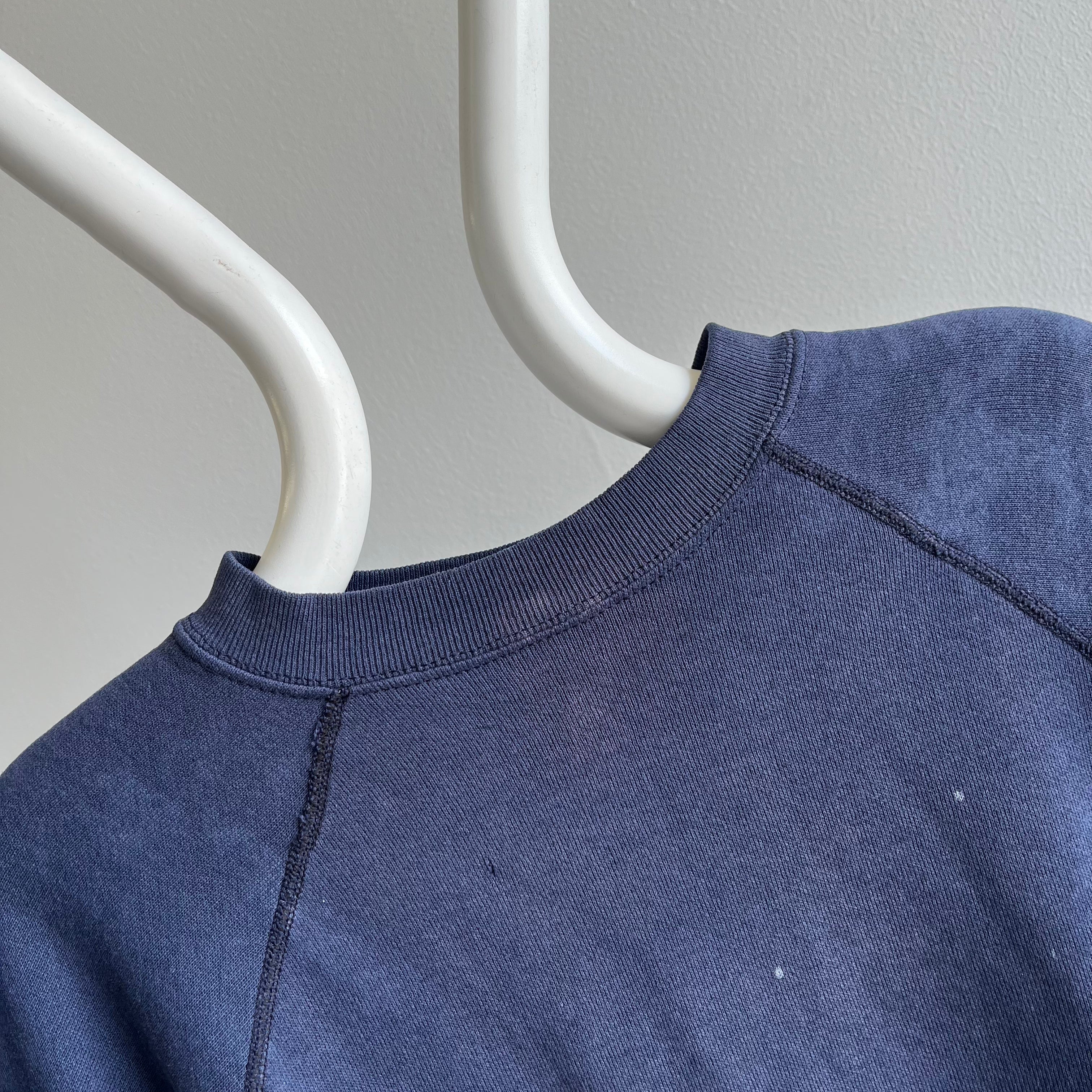 1990s Super Stained and Faded Navy Warm Up Sweatshirt