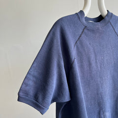1990s Super Stained and Faded Navy Warm Up Sweatshirt