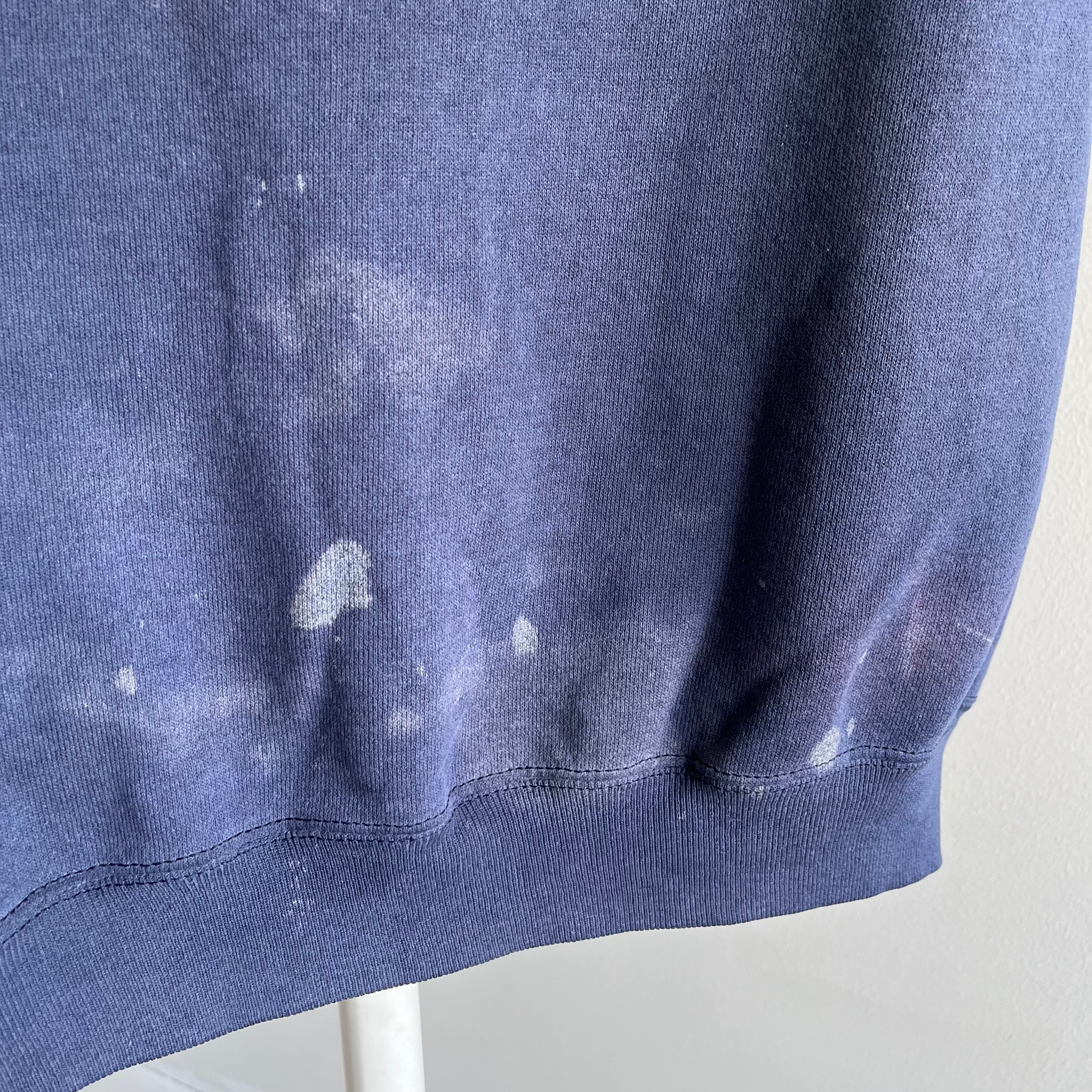 1990s Super Stained and Faded Navy Warm Up Sweatshirt