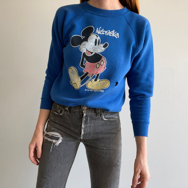 1980s Mickey Mouse - Nebraska - Sweatshirt by Velva Sheen on a Tultex