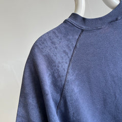 1990s Super Stained and Faded Navy Warm Up Sweatshirt