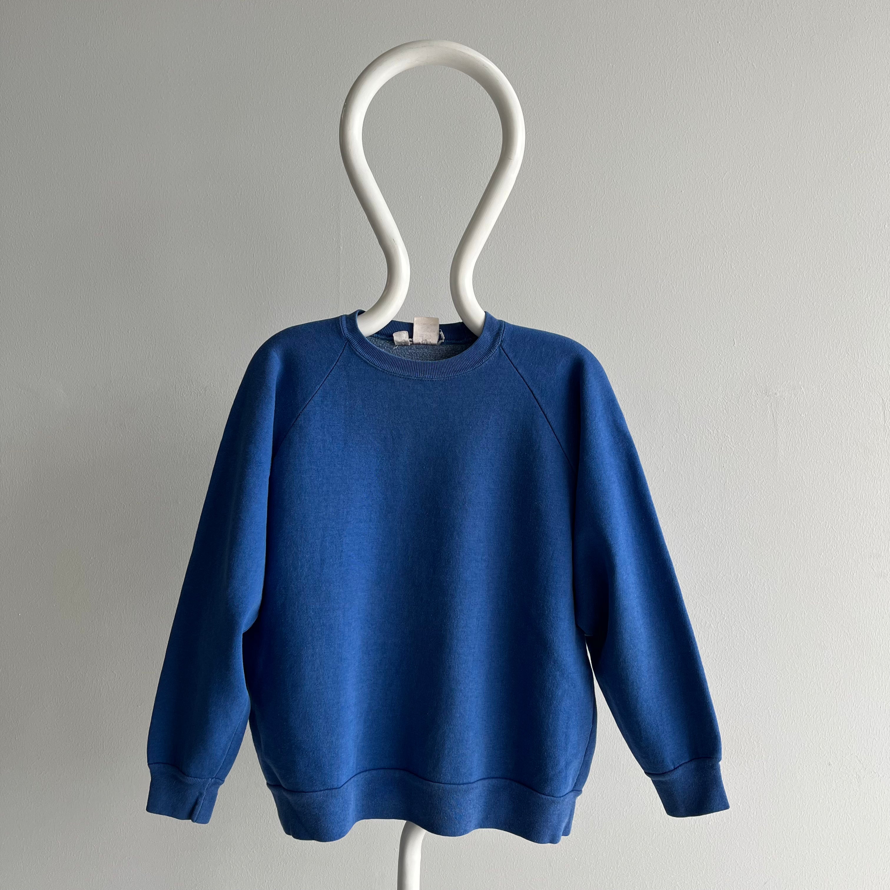 1970s Cotton Perfectly Faded Blue Luxurious Sweatshirt (IMO)