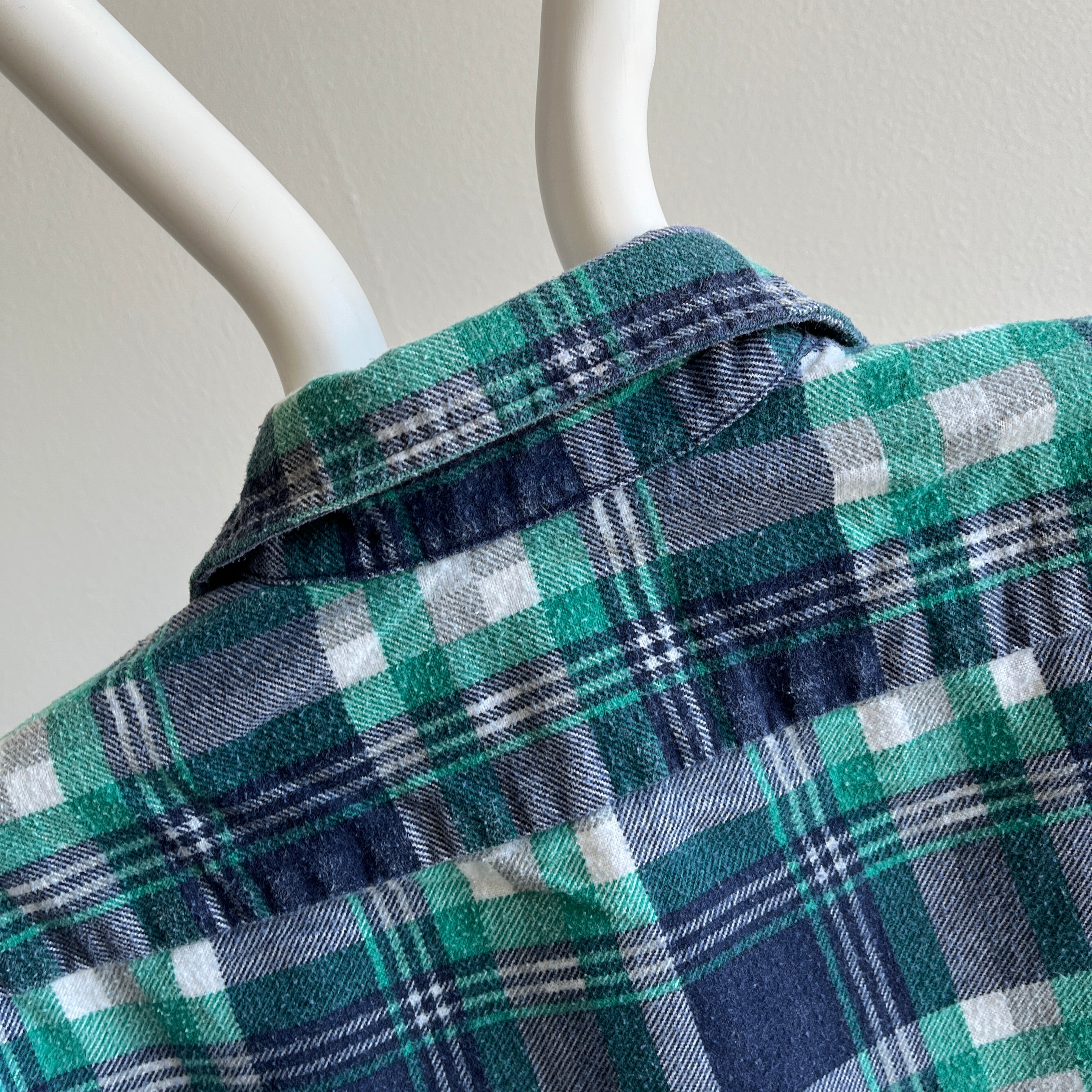 1980s Fieldmaster Lightweight Green and Blue Flannel