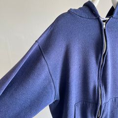 1980s Blank Navy Zip Up Hoodie by Pannill
