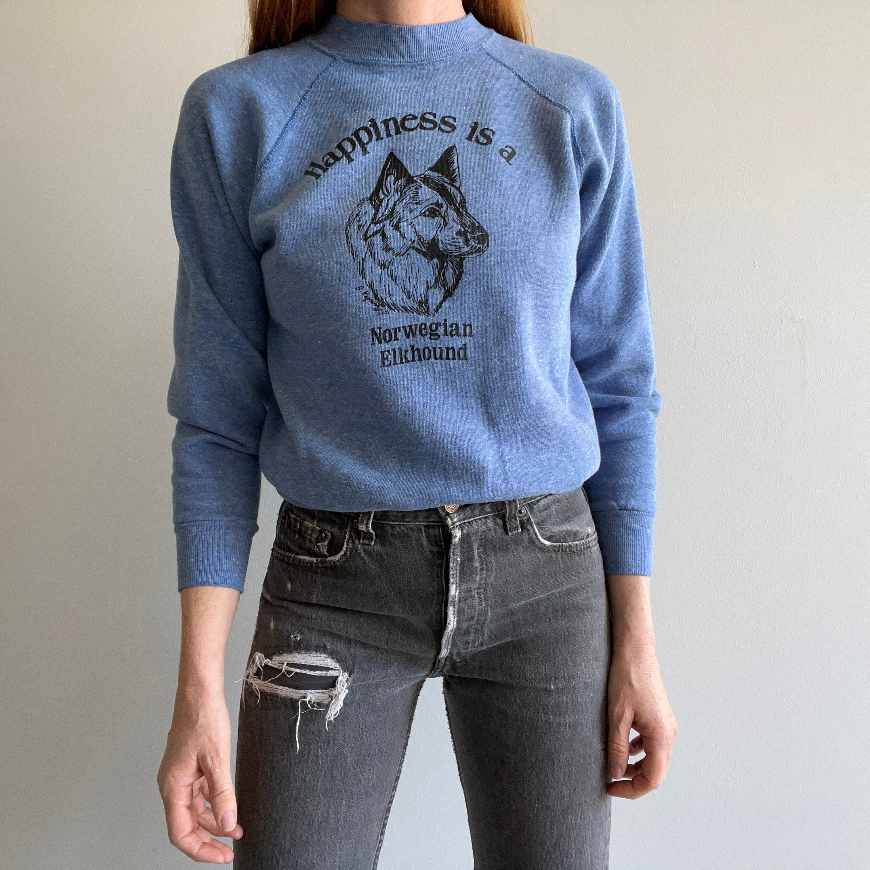 1980s Happiness Is A Norwegian Elkhound Sweatshirt