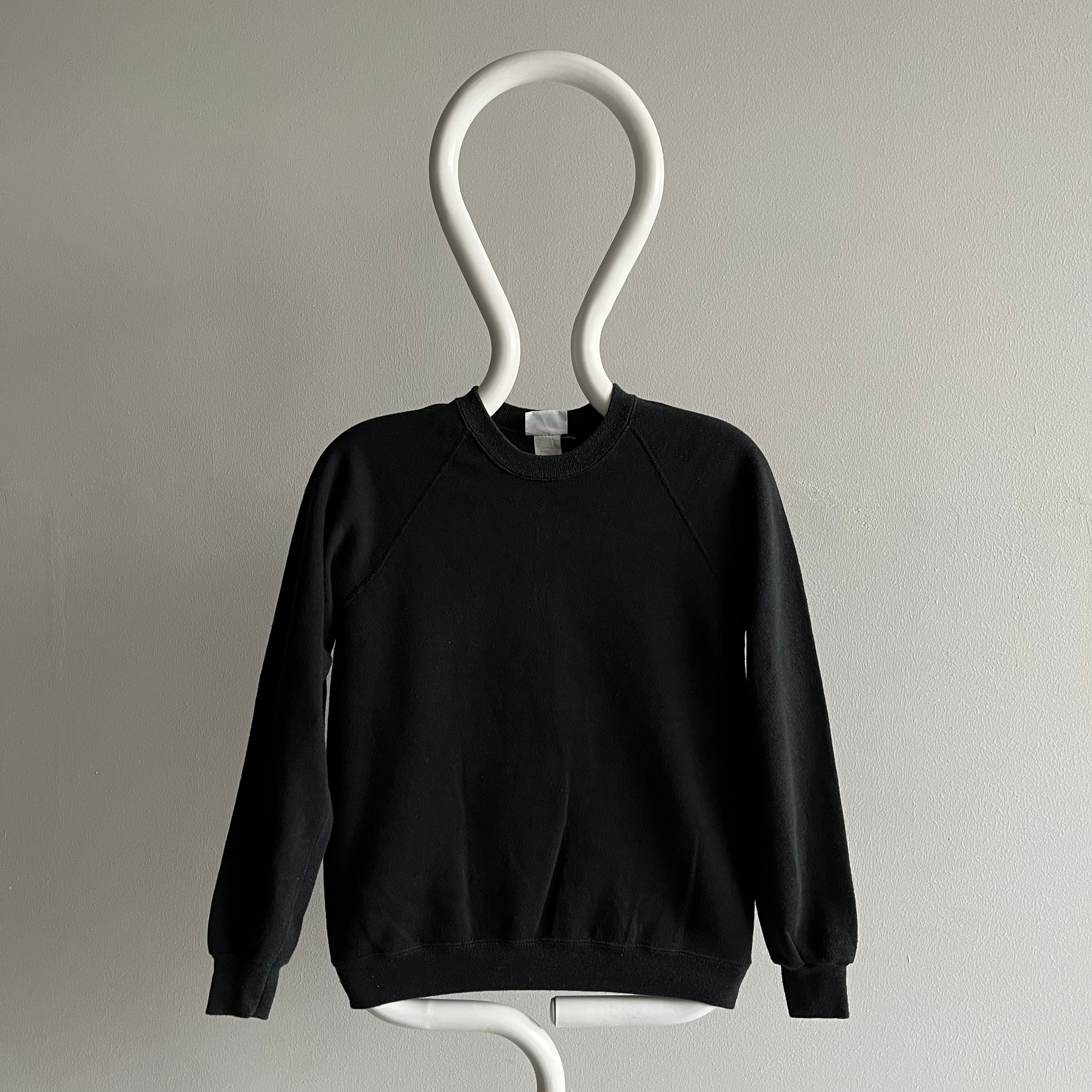 Sweat raglan noir vierge des années 1980