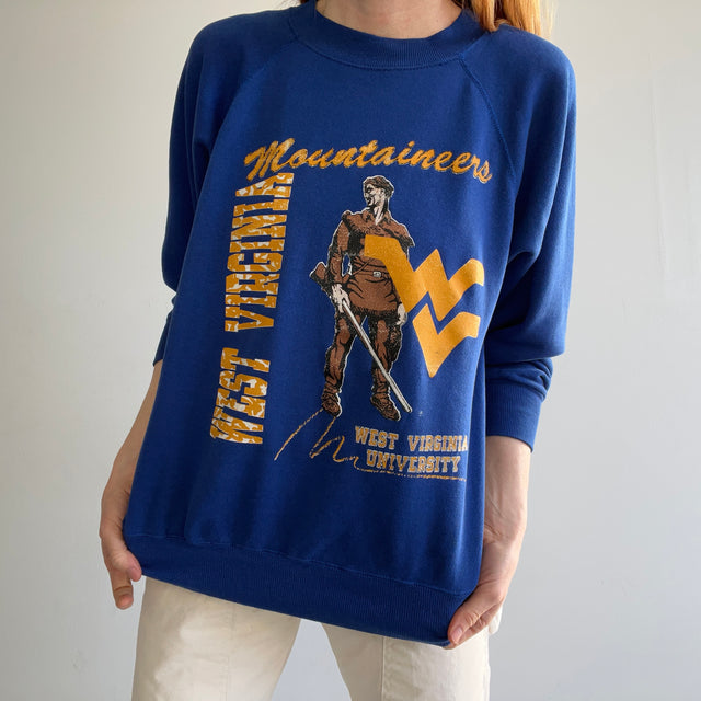 Sweat-shirt raglan des alpinistes de l'Université de Virginie-Occidentale des années 1980