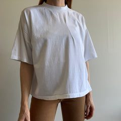 GG 1990s White Mock Neck Boxy Crop with Mending - Unusual and CooL!