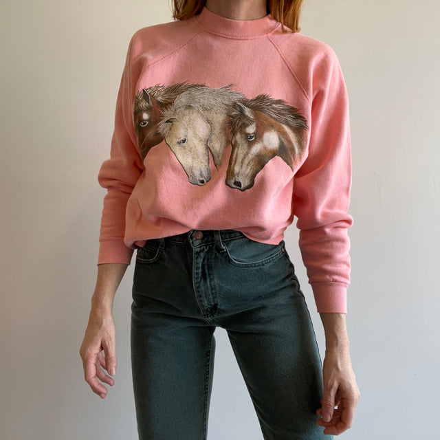 1980s Peachy Horse Sweatshirt - Personal Collection