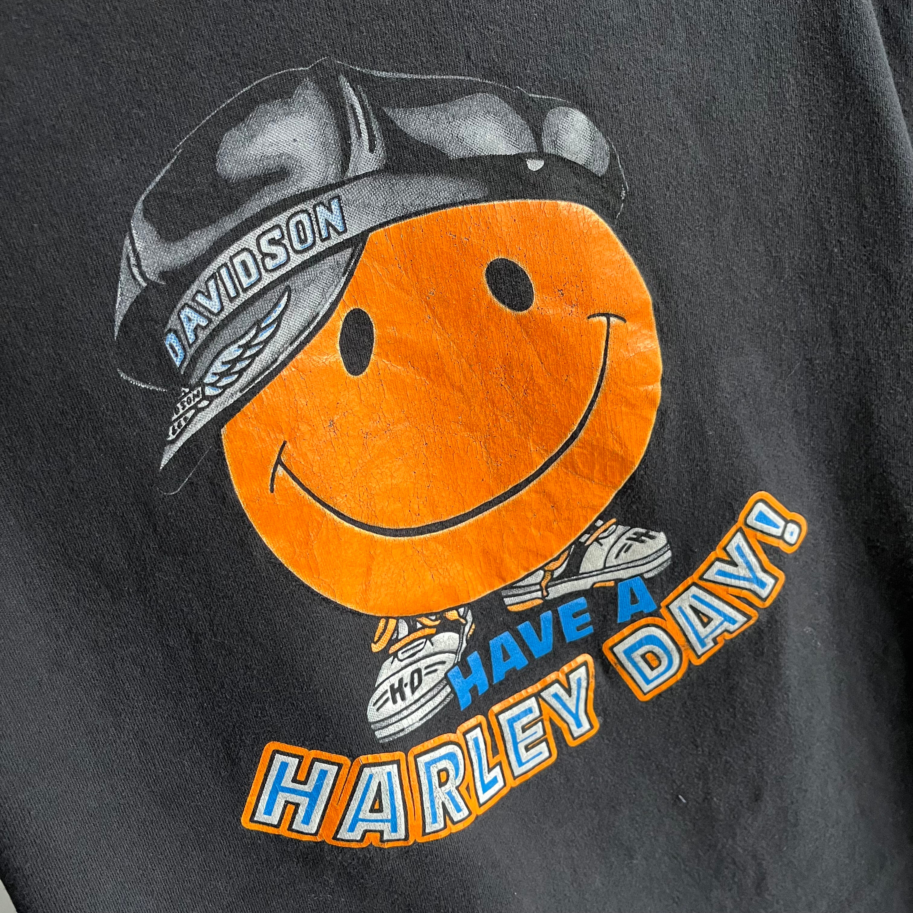 T-shirt Harley à ourlet détruit des années 1980