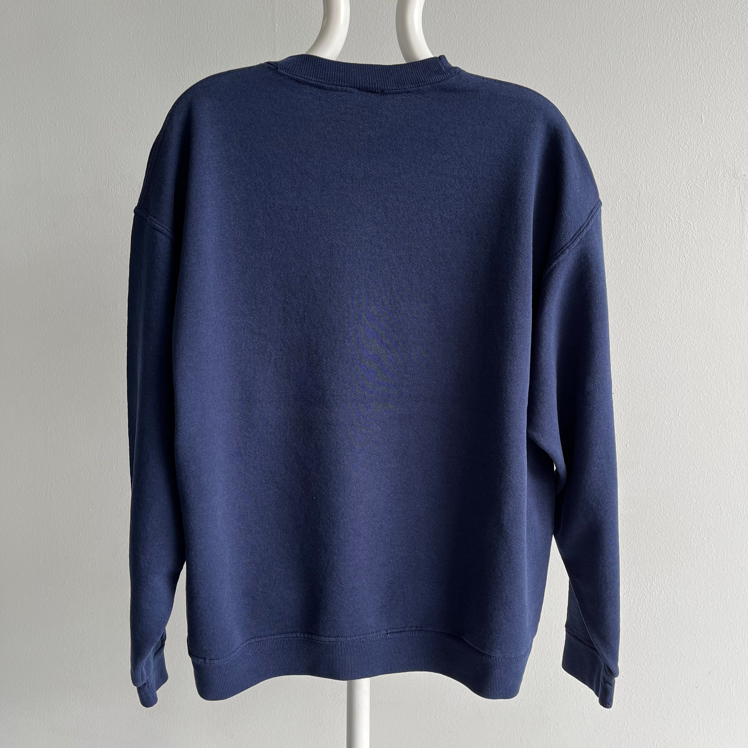 1990s BEAUTIFUL Slouchy Thinned Out Delightful Navy Sweatshirt