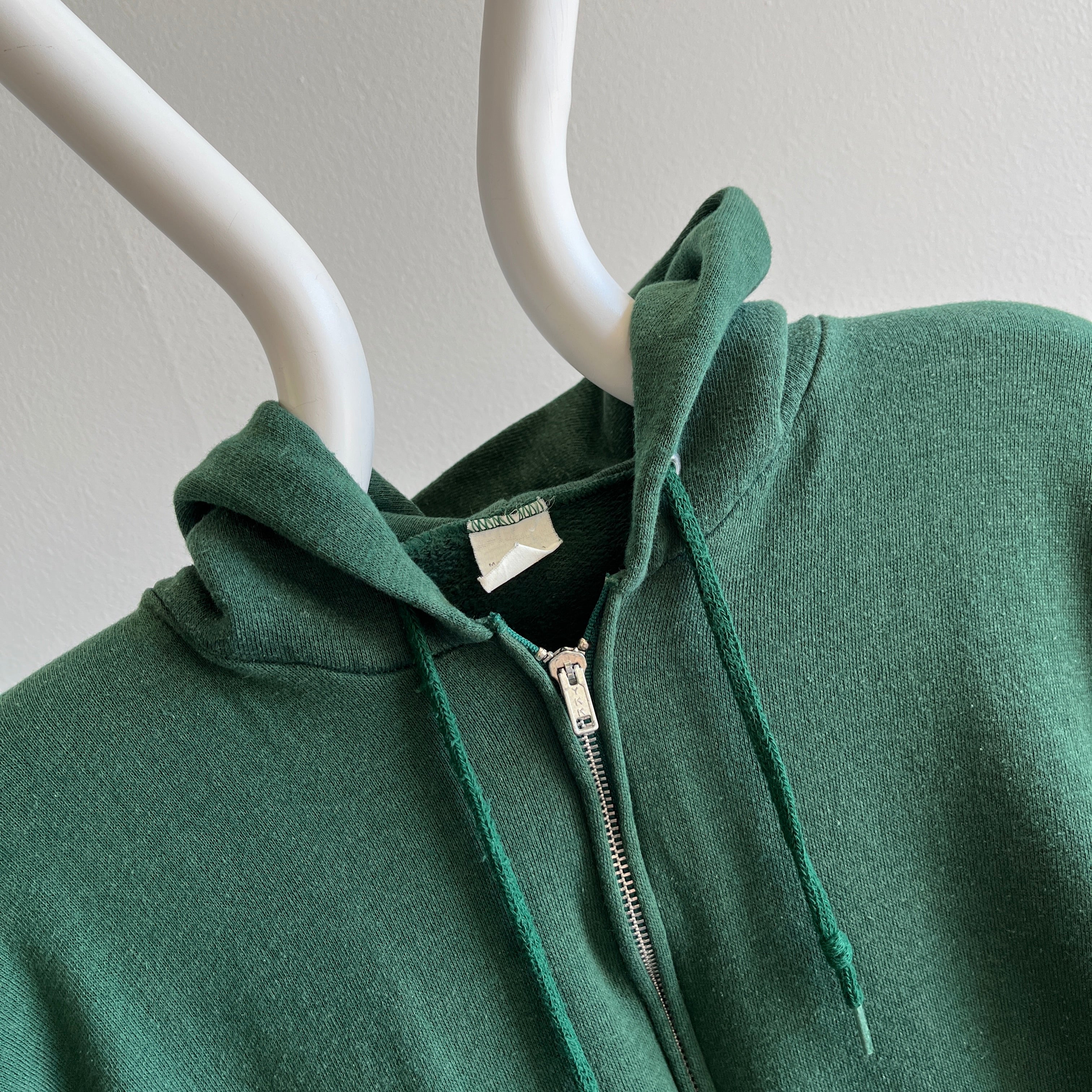 Sweat à capuche zippé vert foncé 1980s