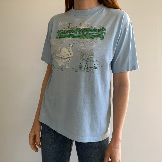 1970s Tulsa Thinned Out and Stained Tourist T-Shirt by Sportswear