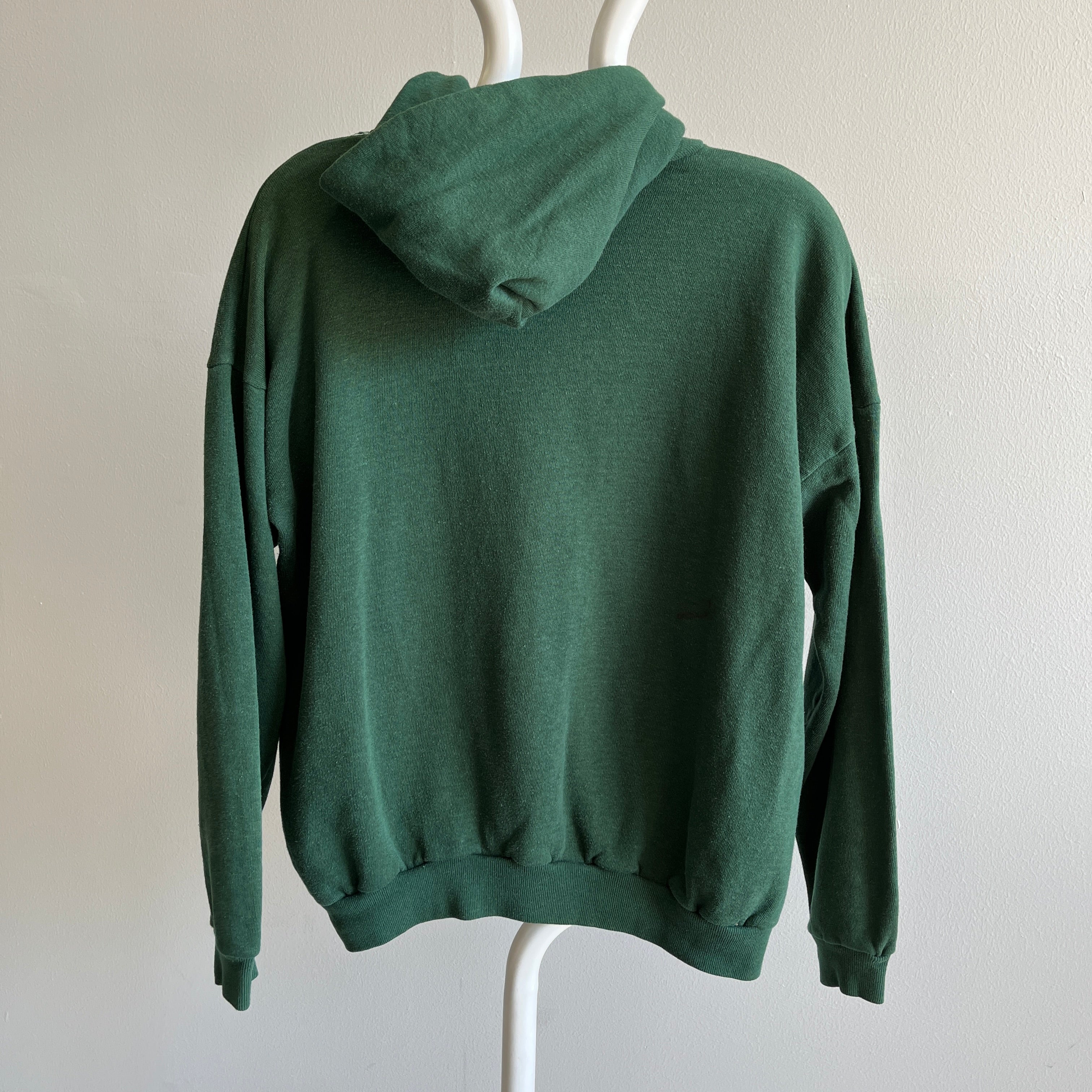 Sweat à capuche zippé vert foncé 1980s