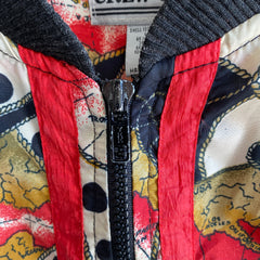 Veste zippée fantaisie en polyester des années 1990
