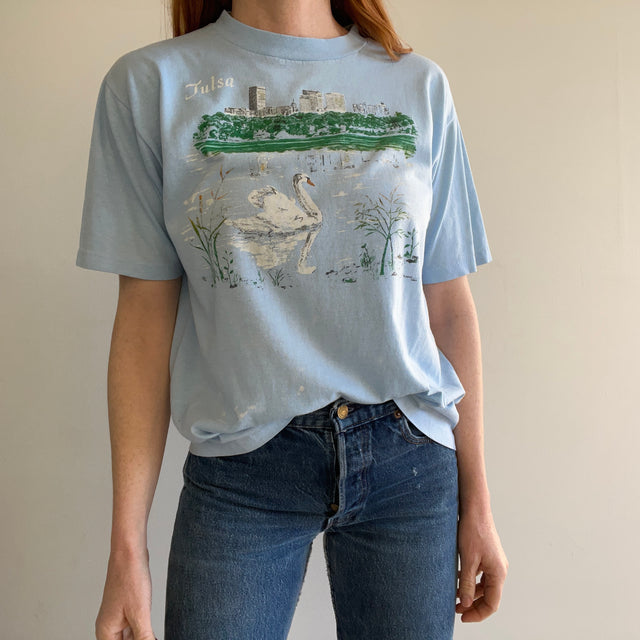 1970s Tulsa Thinned Out and Stained Tourist T-Shirt by Sportswear