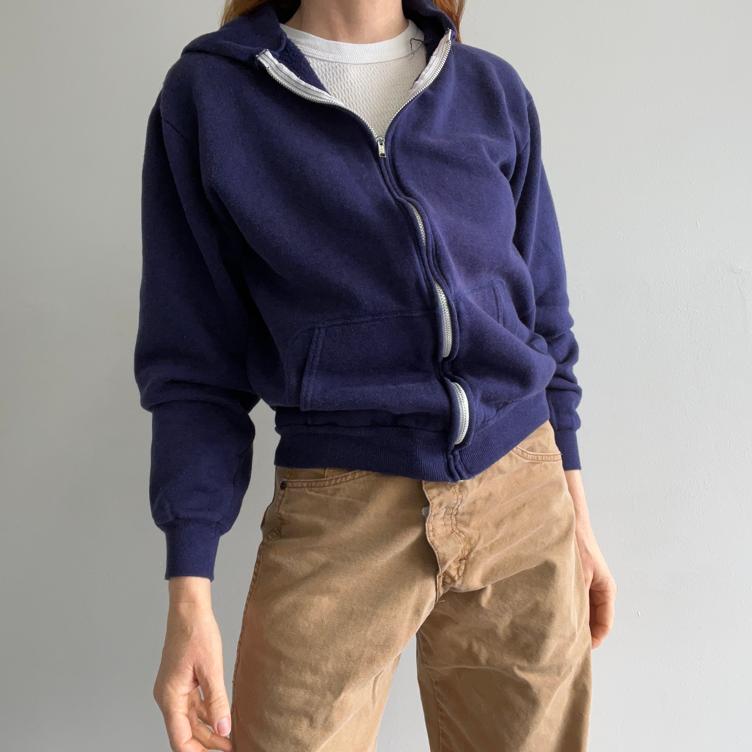 1970s Extra Special Navy Zip Up Hoodie - Pour ceux qui apprécient le luxe