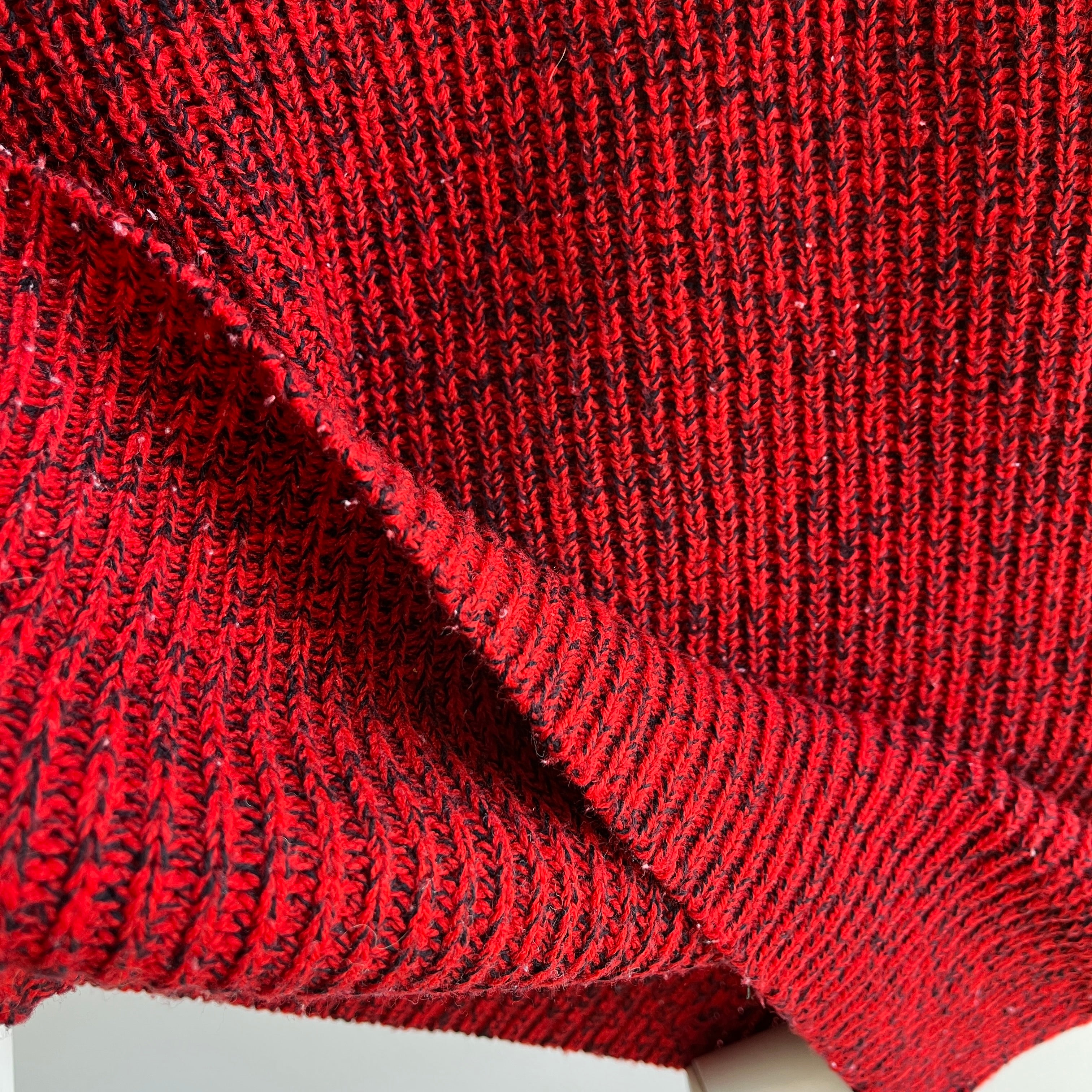 1980/90s St. John's Bay Red and Black Ribbed Raglan Sweater