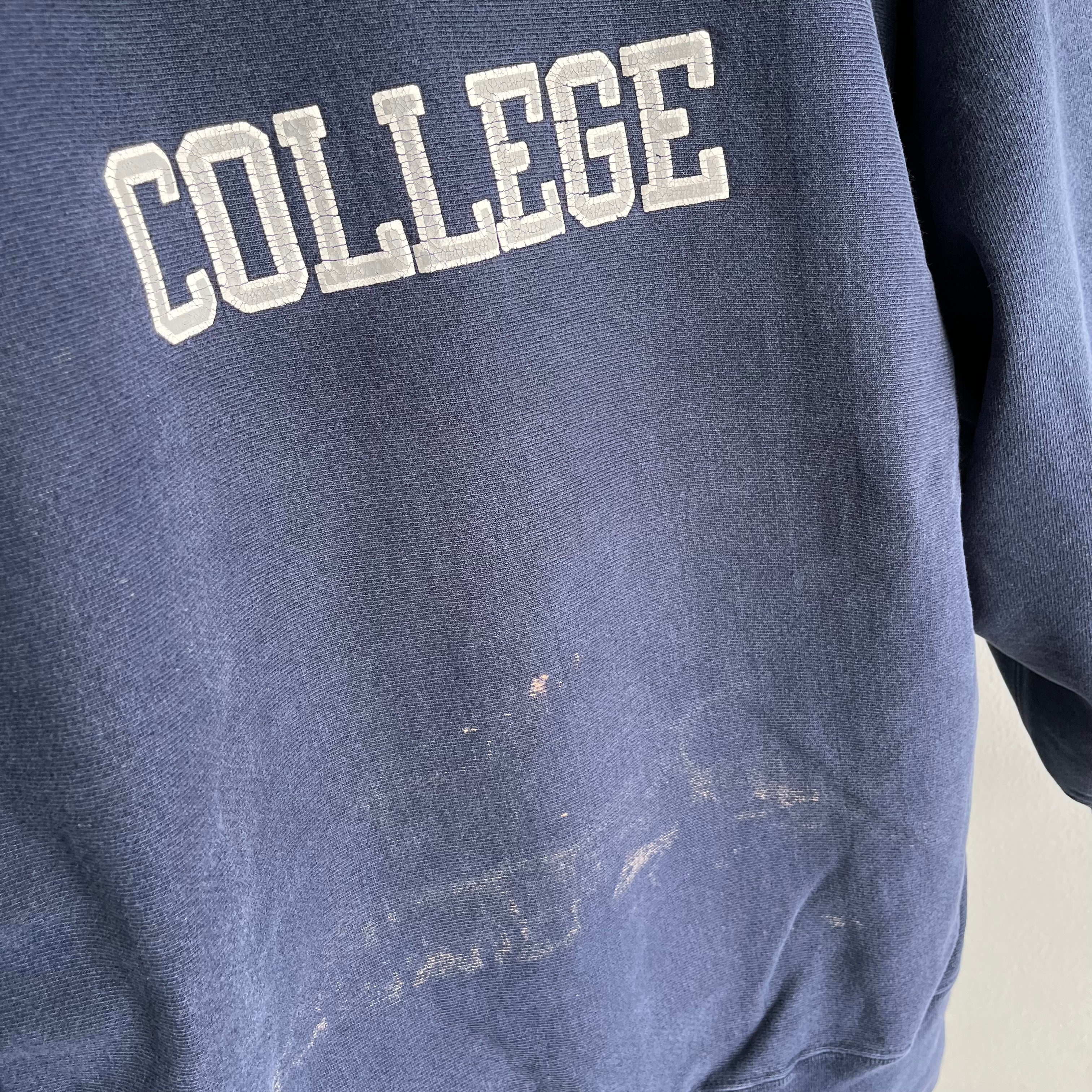 1980/90s Connecticut College Bleach Stained Reverse Weave/Cut Neck