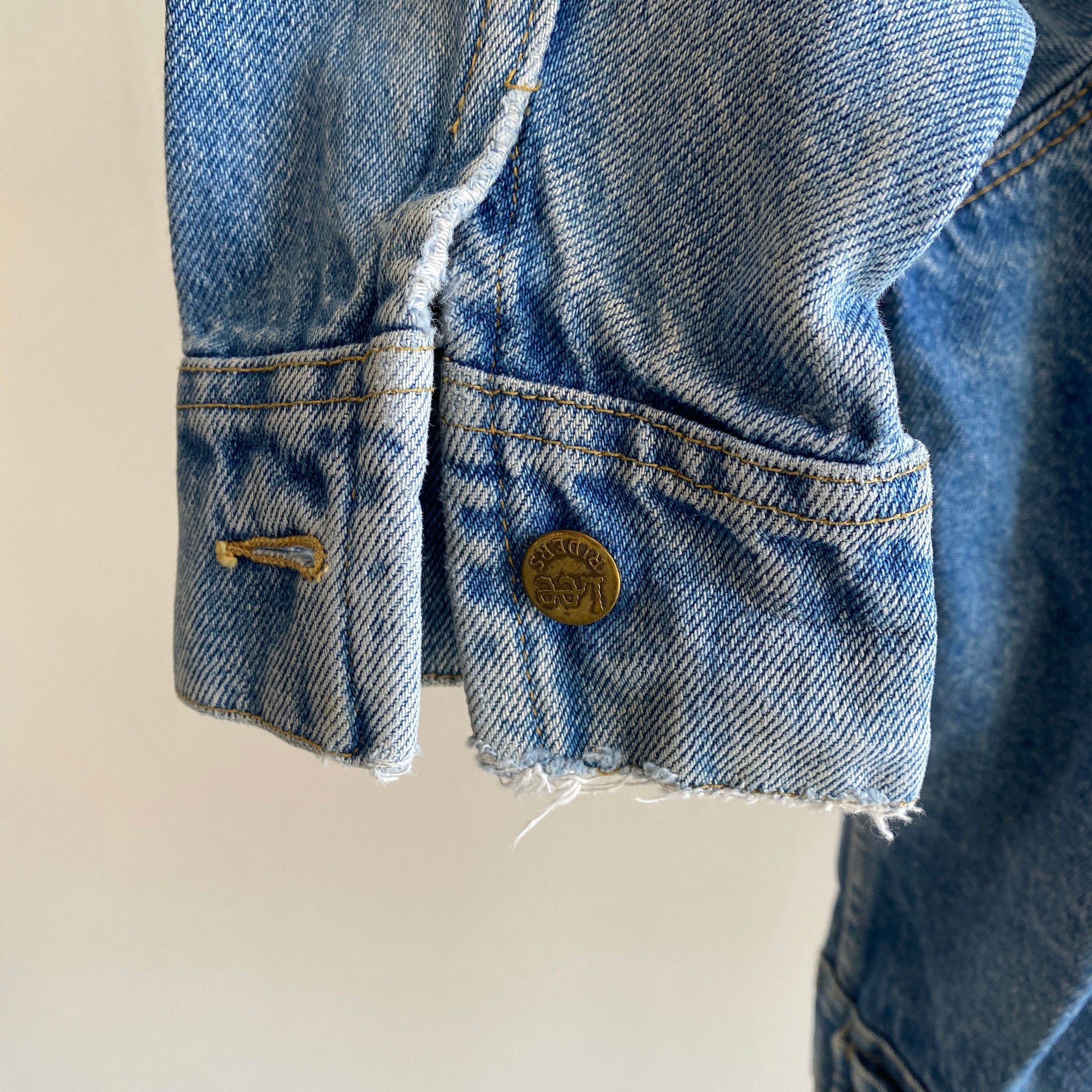 Veste en jean délavée plus légère Lee Brand des années 1980