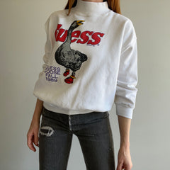 1989 Guess Jeans Goose In High Tops Mock Neck Sweatshirt