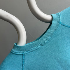 1980s Seafoam Blue Soft and Super Stained Raglan Sweatshirt