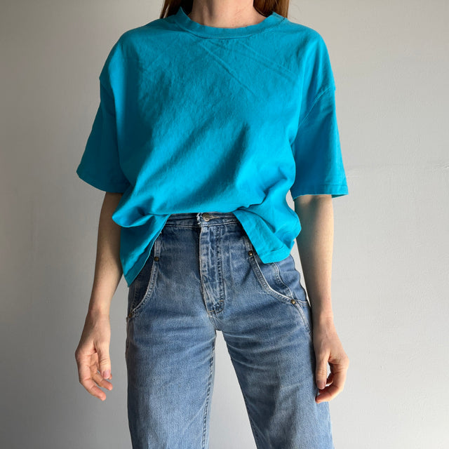 1980/90s Super Boxy Turquoise Cotton T-Shirt