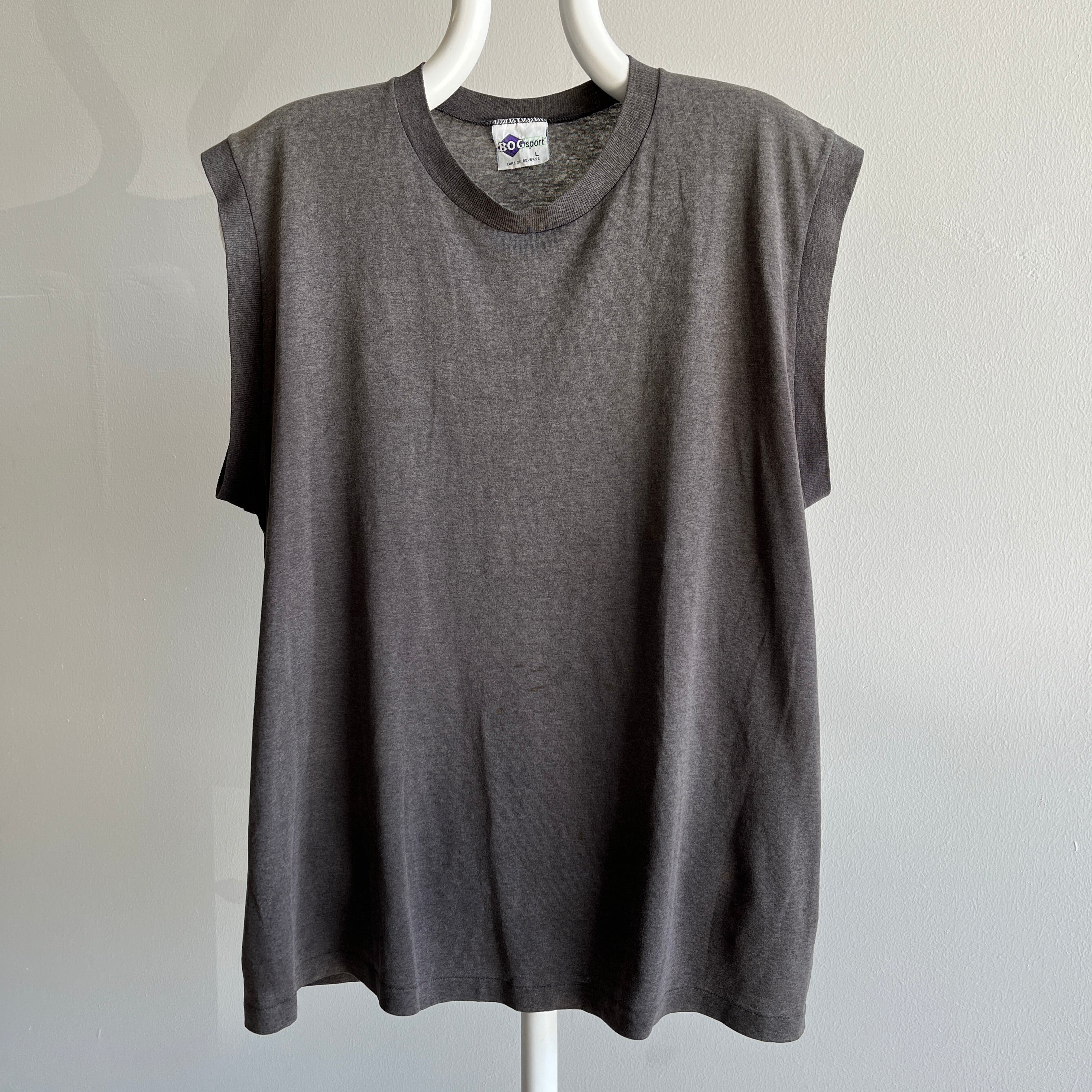 1980/90s Sun Faded Black/Gray/Brown Super Thin Muscle Tank