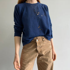 1970s BEYOND THRASHED AND MENDED Blank Navy Raglan - Huzzah!