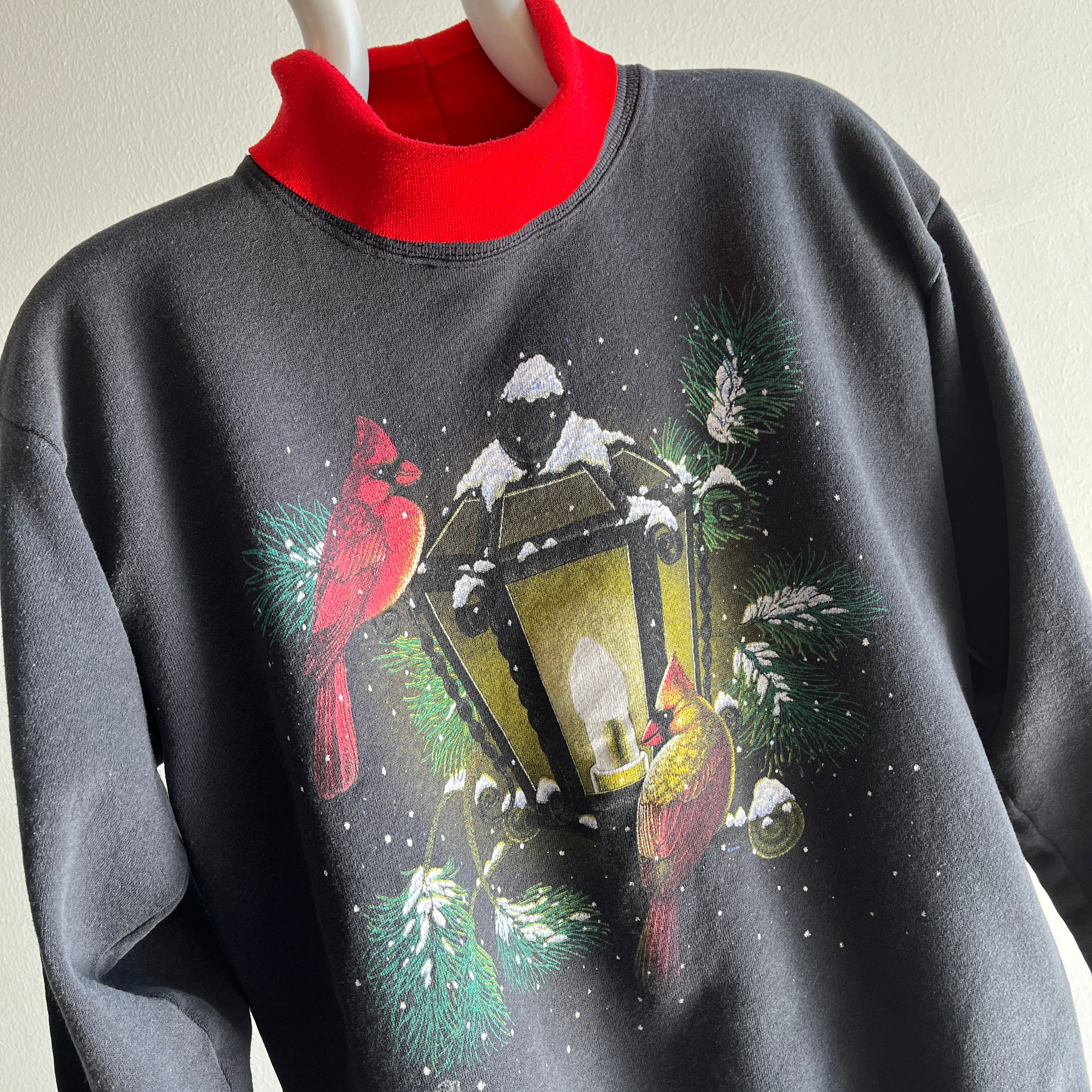 1985(?) Winter/Holiday Built-In Turtleneck Librarian Chic Sweatshirt