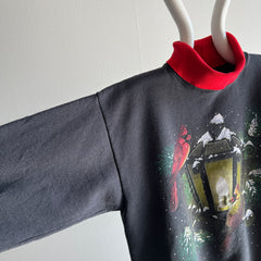 1985 (?) Sweat-shirt chic de bibliothécaire à col roulé intégré pour l'hiver / les vacances