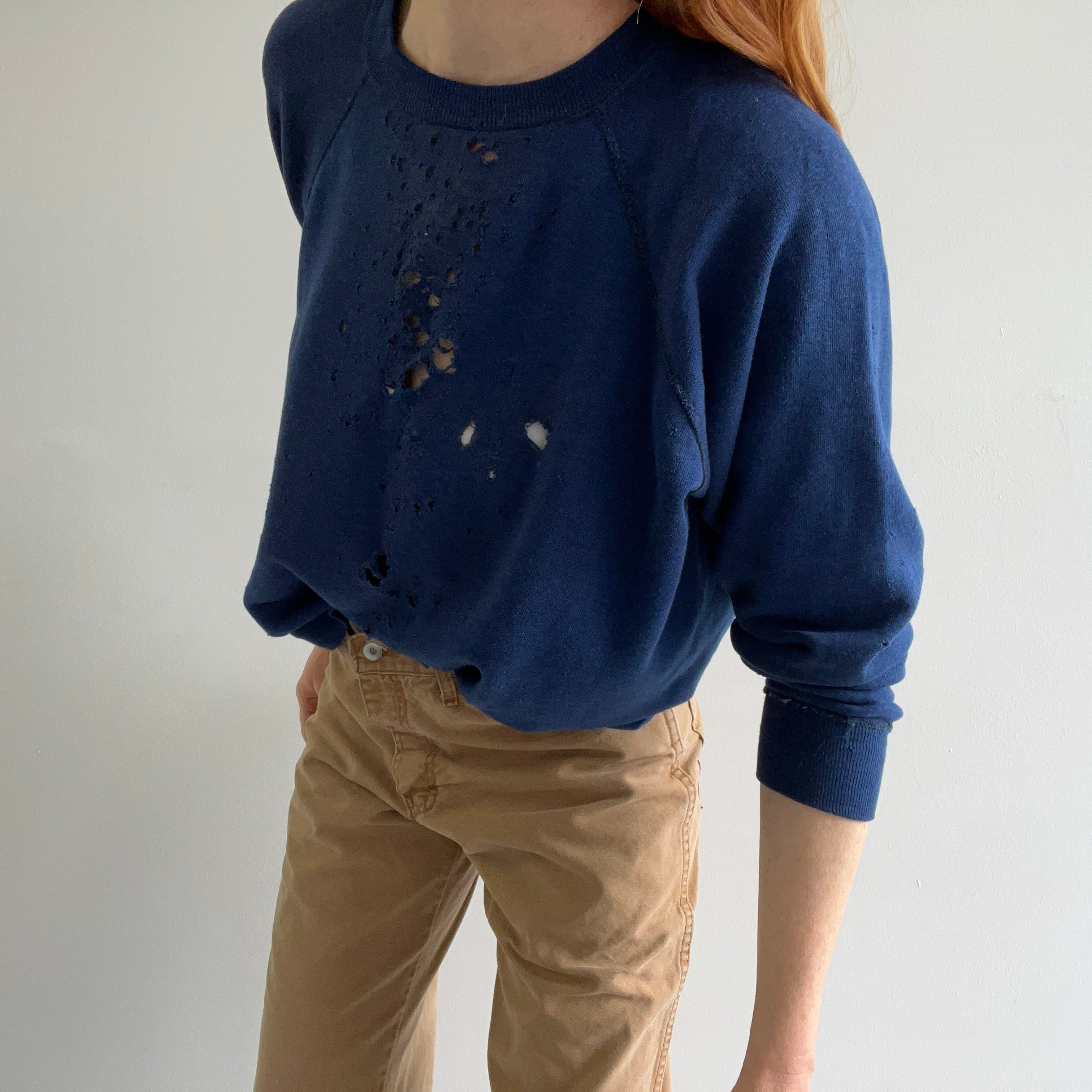 1970s BEYOND THRASHED AND MENDED Blank Navy Raglan - Huzzah!